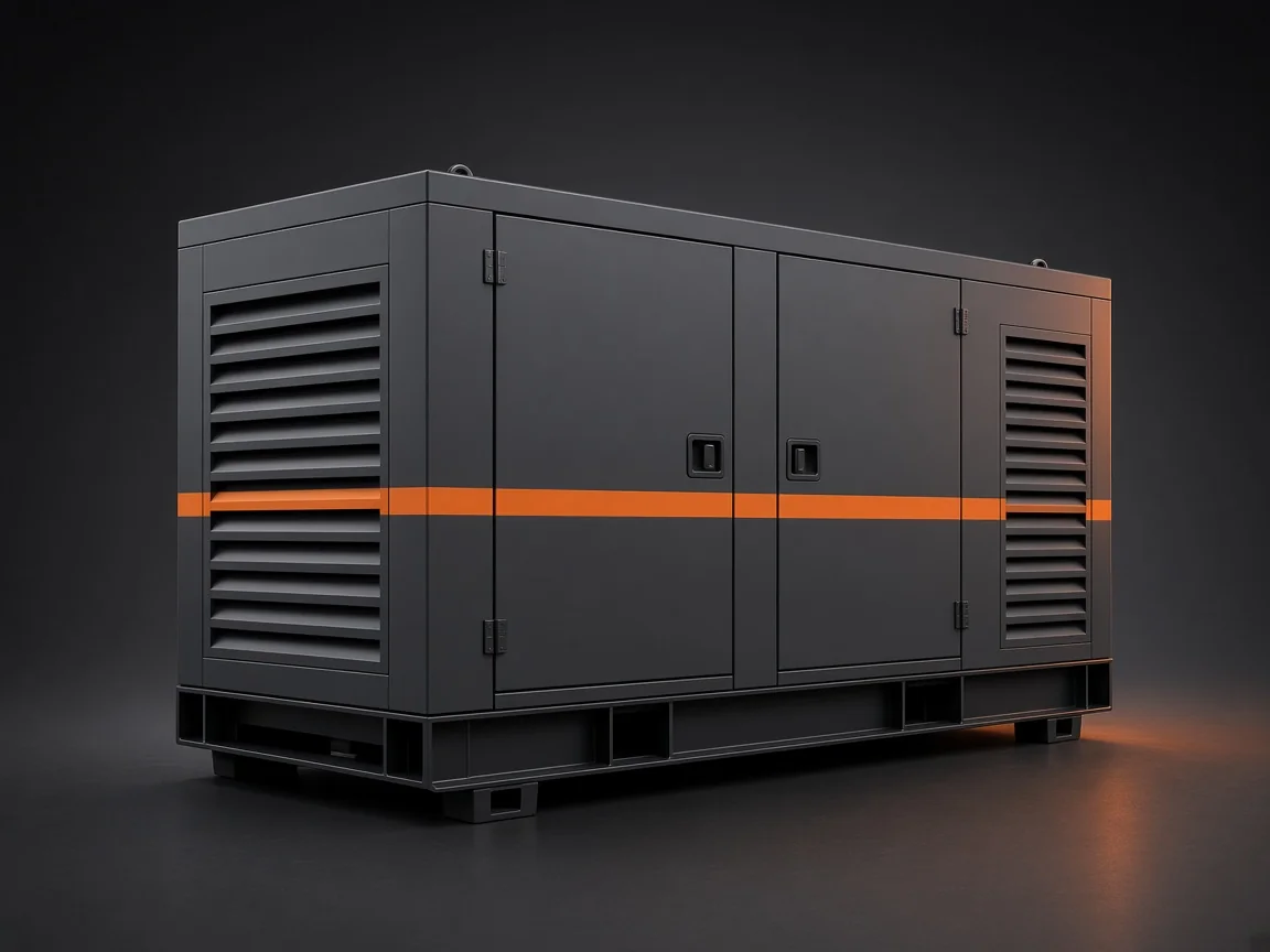 Charcoal silenced diesel generator with an orange stripe